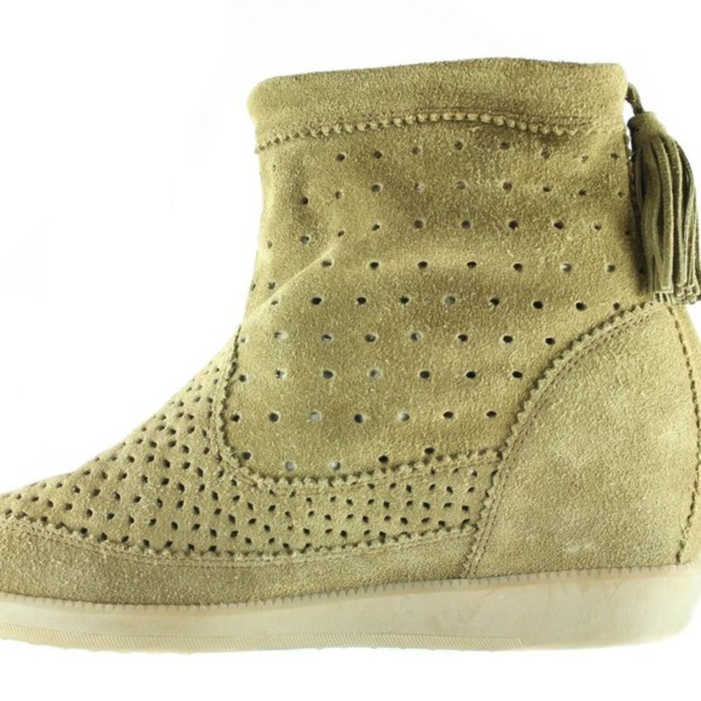 Isabel Marant Suede Perforated Tan Ankle Booties